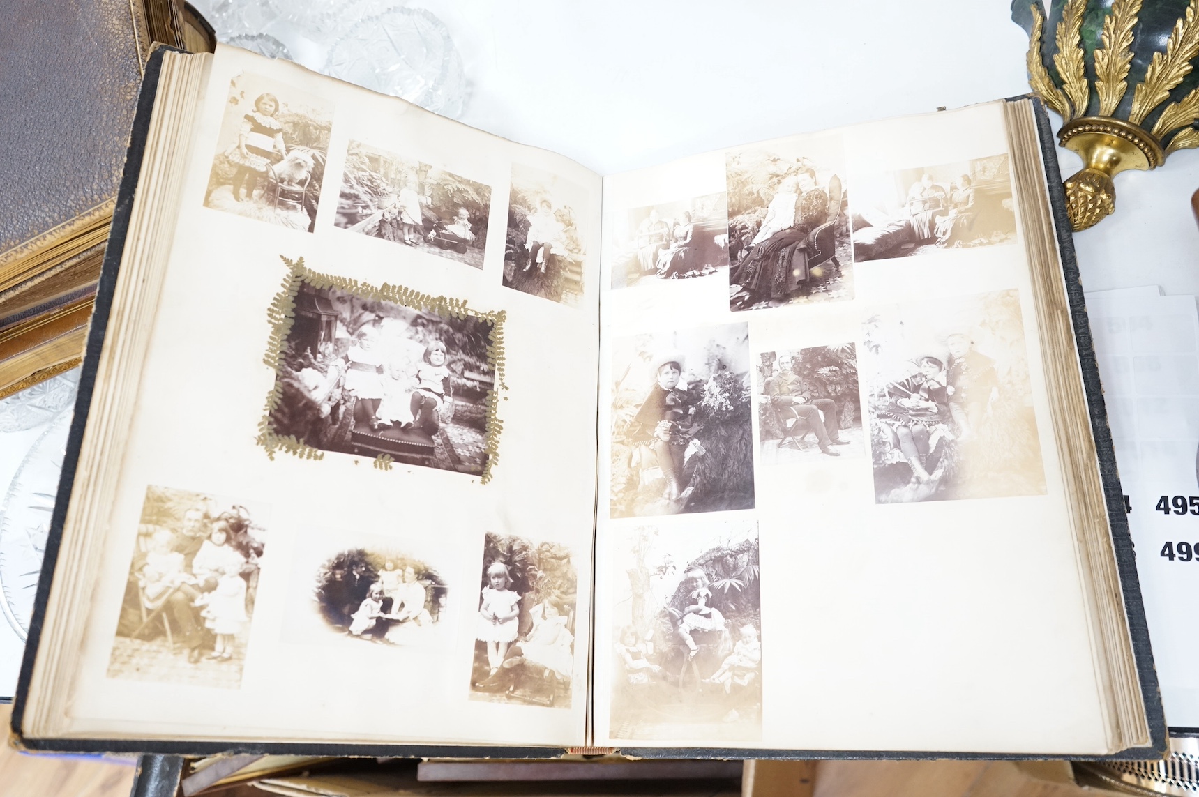 Photograph Albums - four miscellaneous, mostly travel: G.B. (some seaside and harbours), Europe and India; some cabinet portraits; mostly 16 x 22cms. (et infra); various leather bindings. later 19th and earlier 20th cent